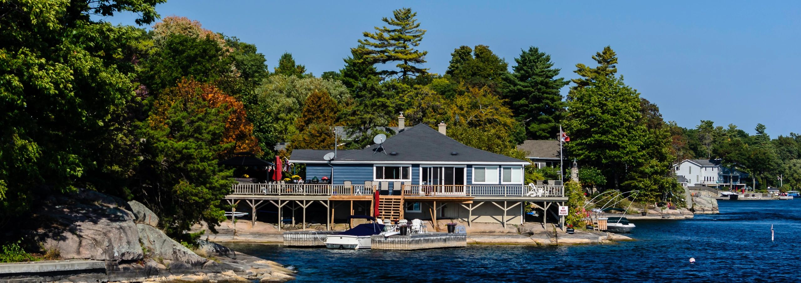 Scenic waterfront property with a modern house